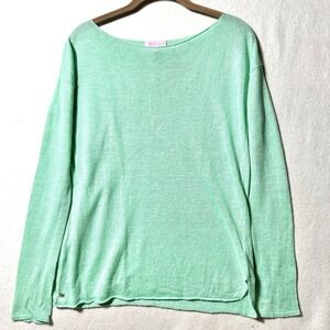 Lilly Pulitzer Alana Sweater XS 100% Linen Keylime Green Preppy‎ Coastal